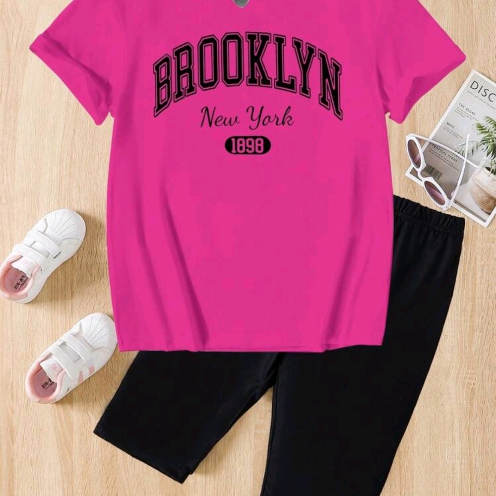Brooklyn Kids Pajama Set - Pink and Black